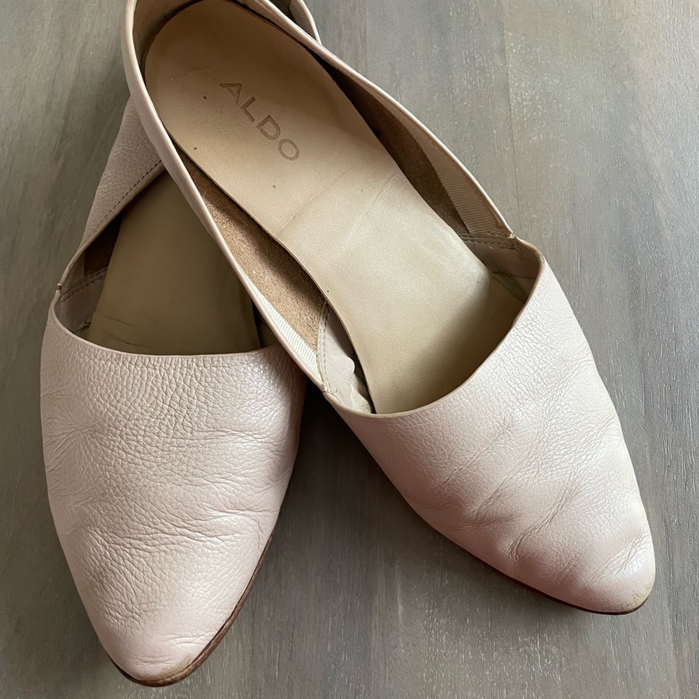 Aldo Light Blush/pale Pink Pointed Soft Leather Flats 7.5